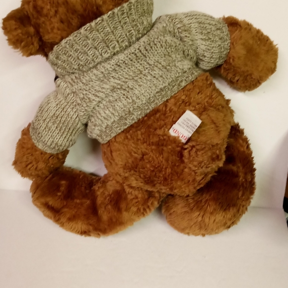 Gund Teddybear Nubuck Brown with Christmas Sweater & Plaid Scarf 18" - Picture 4 of 8